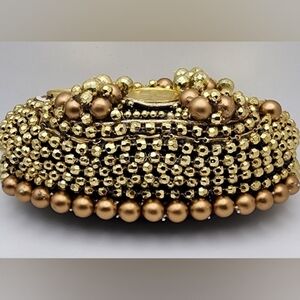 Elegant Gold and Bronze Beaded Bracelet